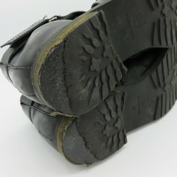 Tibi New York 37 FR 7 US Gail Cutout Black Leather Ankle Booties Boots Strappy - Picture 10 of 10